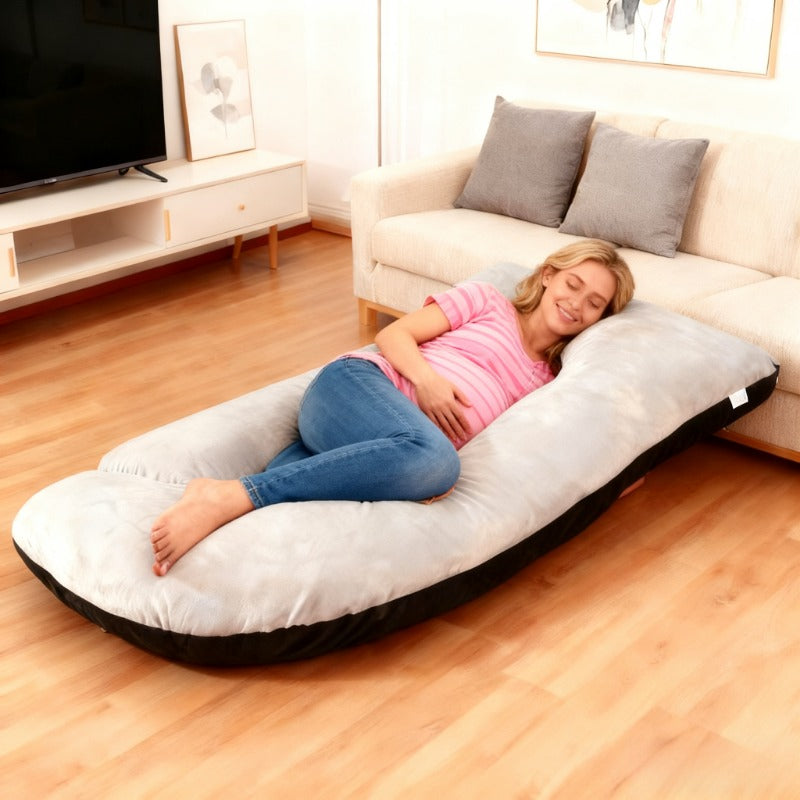 Pregnancy Pillow , Oversized J-Shaped , Full Body Maternity Support Bed Pillow with Soft Velvet-Like Cover , Cervical Lumbar Thigh Leg Relief , Detachable & Washable , for Side Back Sleepers Breech Positioning Aid , Multi-Color Options