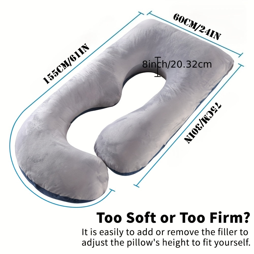 Pregnancy Pillow , Oversized J-Shaped , Full Body Maternity Support Bed Pillow with Soft Velvet-Like Cover , Cervical Lumbar Thigh Leg Relief , Detachable & Washable , for Side Back Sleepers Breech Positioning Aid , Multi-Color Options