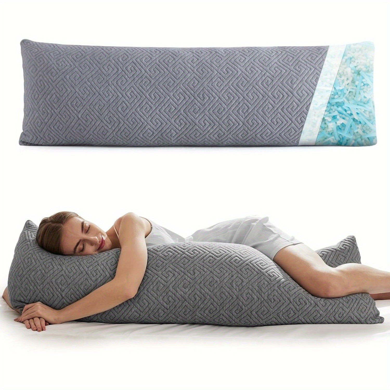 Body Pillow for Adults and Pregnancy Large Long Bed Pillows for Sleeping Adjustable Shredded Hug Pillow Maternity Side Sleeper Pillow Long Cuddle Pillow Support and Fluffy 20x54 Inch