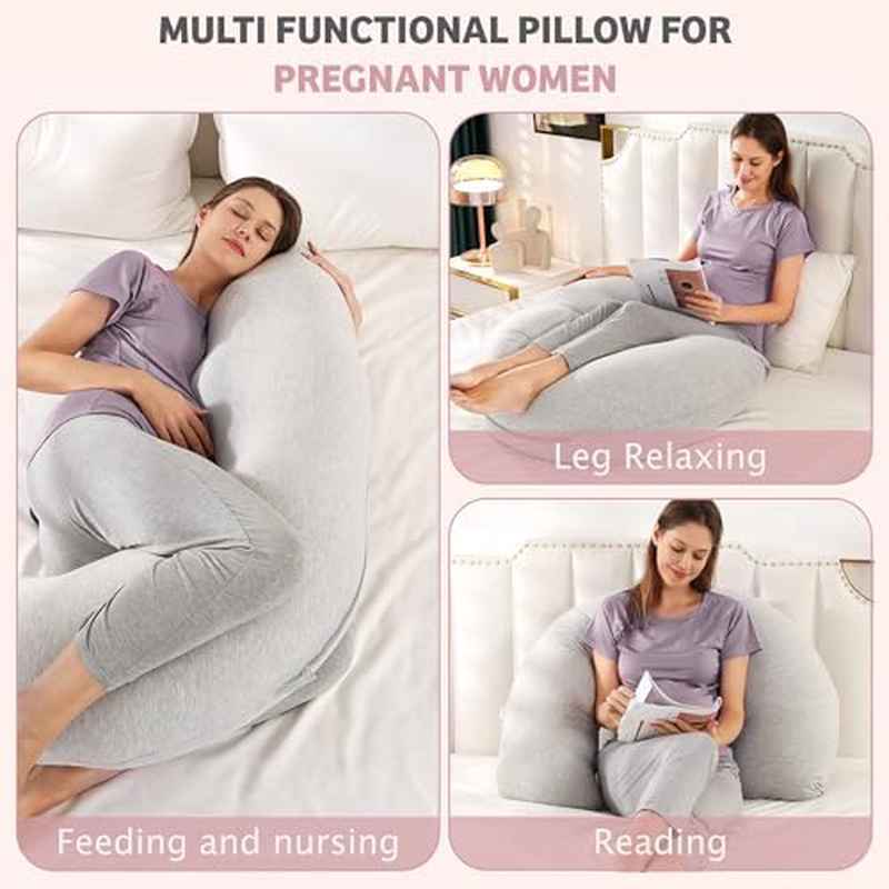 Pregnancy Pillow for Side Sleeping | Nursing, Offers Cozy Support for Neck, Head, Back and Belly with Soft Polyester Cover