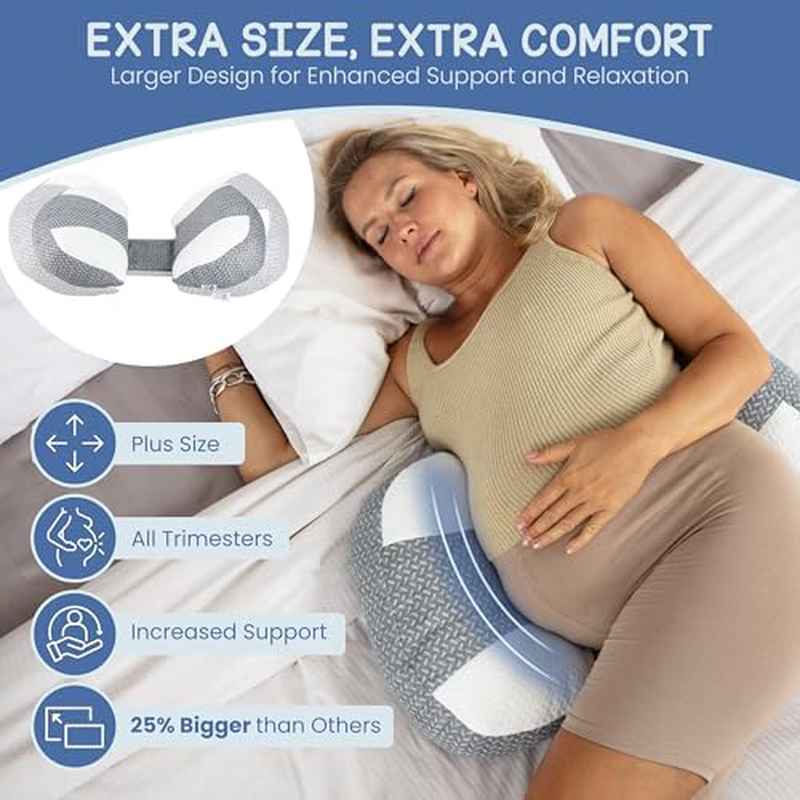 Pregnancy Pillow for Sleeping | Belly Hip Back Support, Reduces Pregnancy Fatigue, Adjustable and Washable, Soft Polyester Fiber