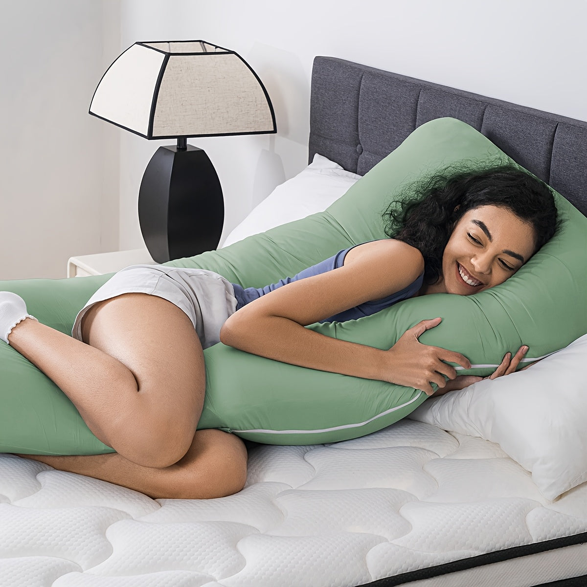 Classic U-Shaped Maternity Pillow, Pillowcase Made of Viscose from Bamboo, Y Soft, 360° Body Support, Cooling Sleep All Night