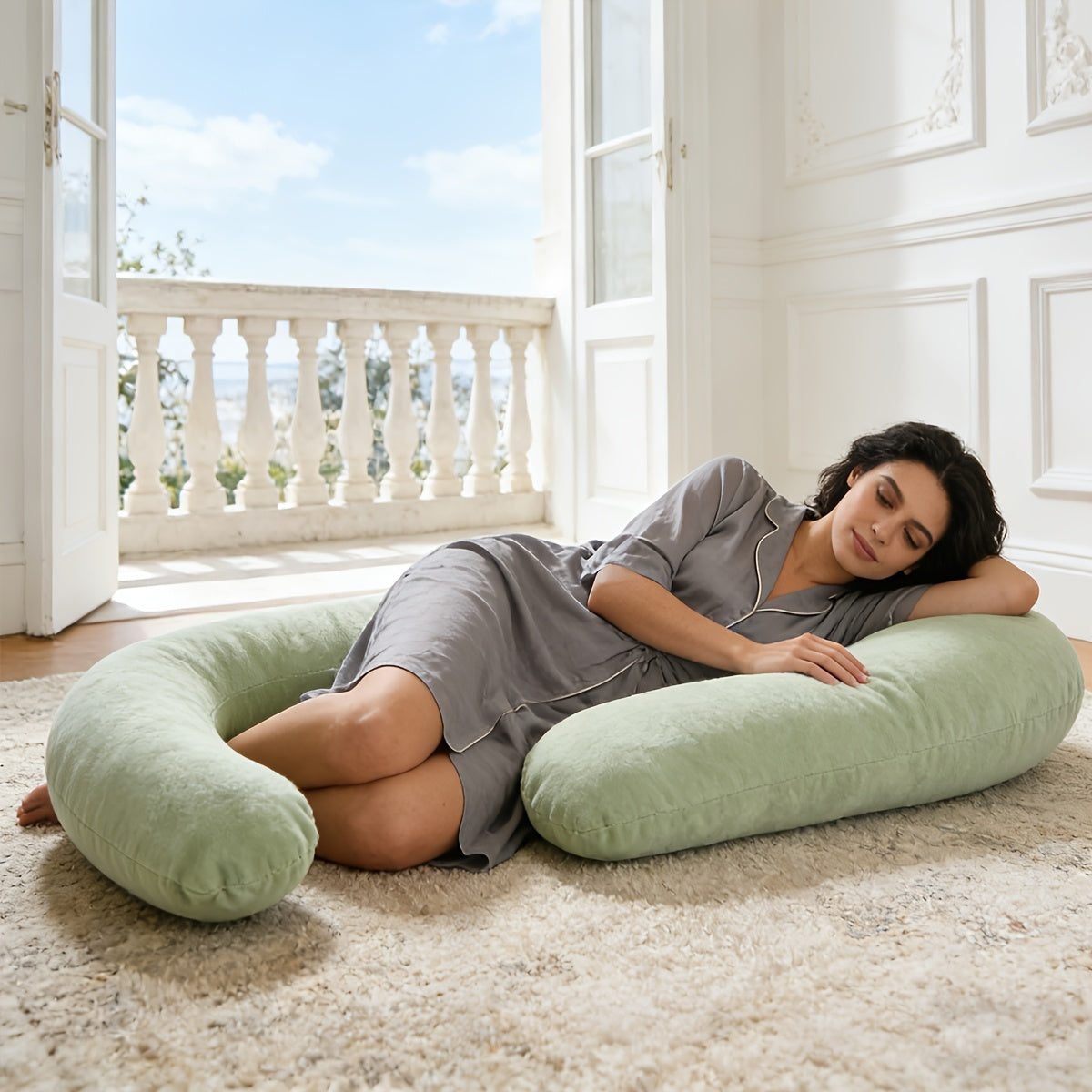 Soft Plush Pregnancy Waist Support Pillow, Skin-Friendly Side Sleeping & Full Wrap-Around Support for Pregnant Women