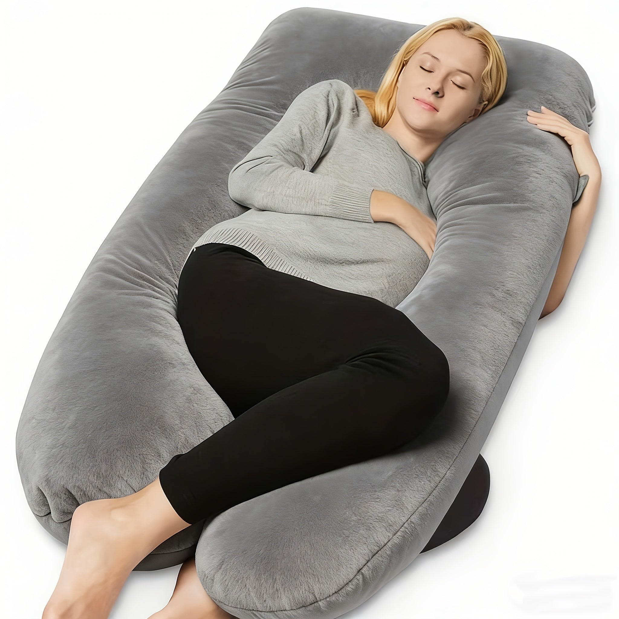 Pregnancy Pillow , Oversized J-Shaped , Full Body Maternity Support Bed Pillow with Soft Velvet-Like Cover , Cervical Lumbar Thigh Leg Relief , Detachable & Washable , for Side Back Sleepers Breech Positioning Aid , Multi-Color Options
