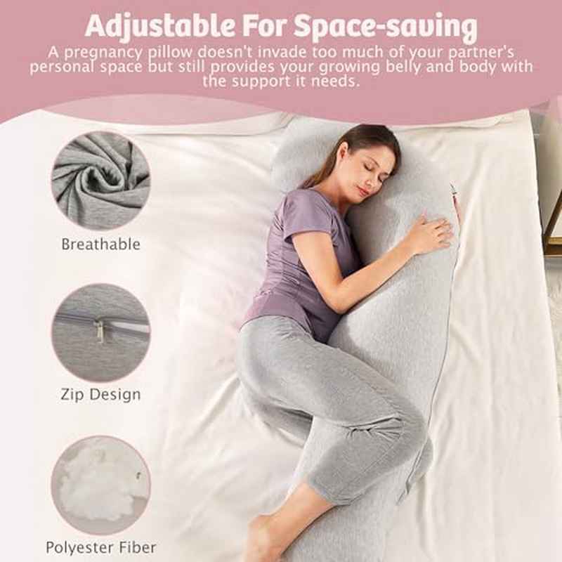 Pregnancy Pillow for Side Sleeping | Nursing, Offers Cozy Support for Neck, Head, Back and Belly with Soft Polyester Cover