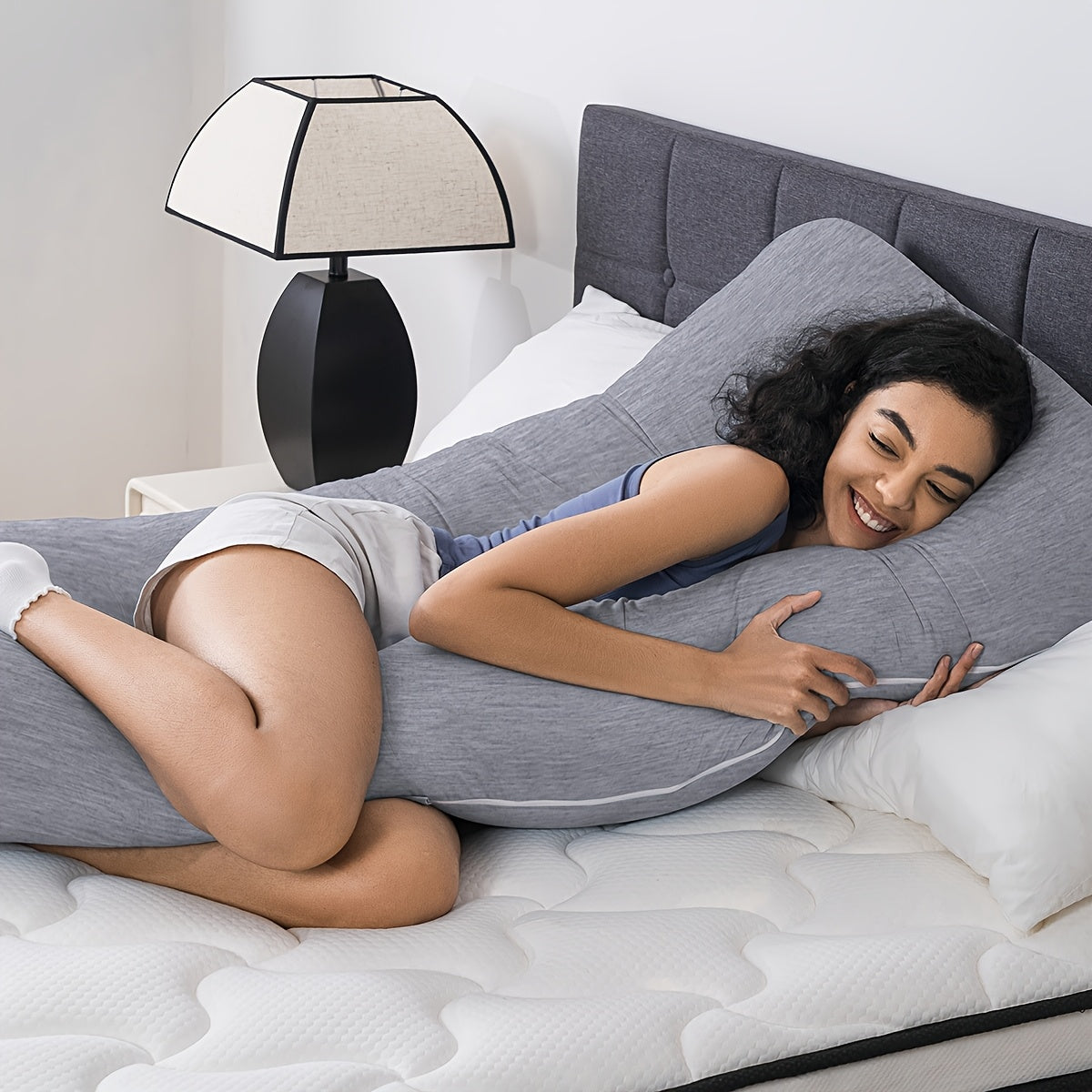 Classic U-Shaped Maternity Pillow, Pillowcase Made of Viscose from Bamboo, Y Soft, 360° Body Support, Cooling Sleep All Night