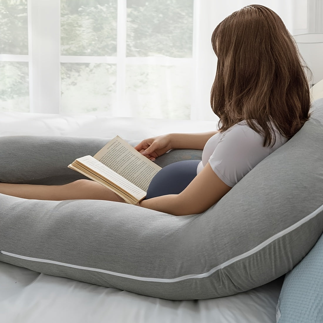 Full Body Pregnancy Pillow - Large U-Shaped 3D Belly Support with Memory Foam, Maternity Bed Pillow for Back, Hips, Legs & Postpartum Nursing, Adjustable C-Shaped\u002FL-Silhouette, Lightweight Plush Filling - Ideal Gift for Expecting Moms