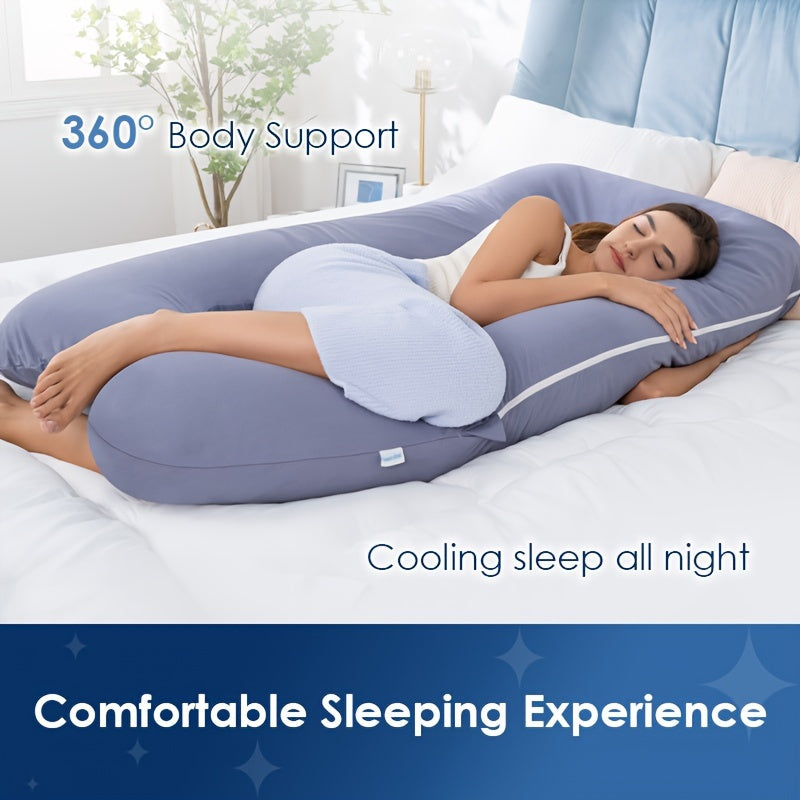 Classic U-Shaped Maternity Pillow, Pillowcase Made of Viscose from Bamboo, Y Soft, 360° Body Support, Cooling Sleep All Night