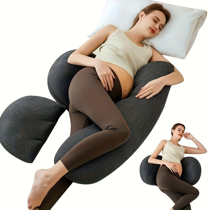 3-Trimester Pregnancy Pillow - Ergonomic U-Shaped, Adjustable, Detachable Washable Cover, Postpartum Ready